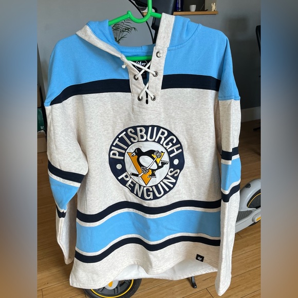 Fanatics ‘47 Pittsburgh Penguins Rockaway Lace-Up Pullover Hoodie - Oatmeal - Picture 2 of 3